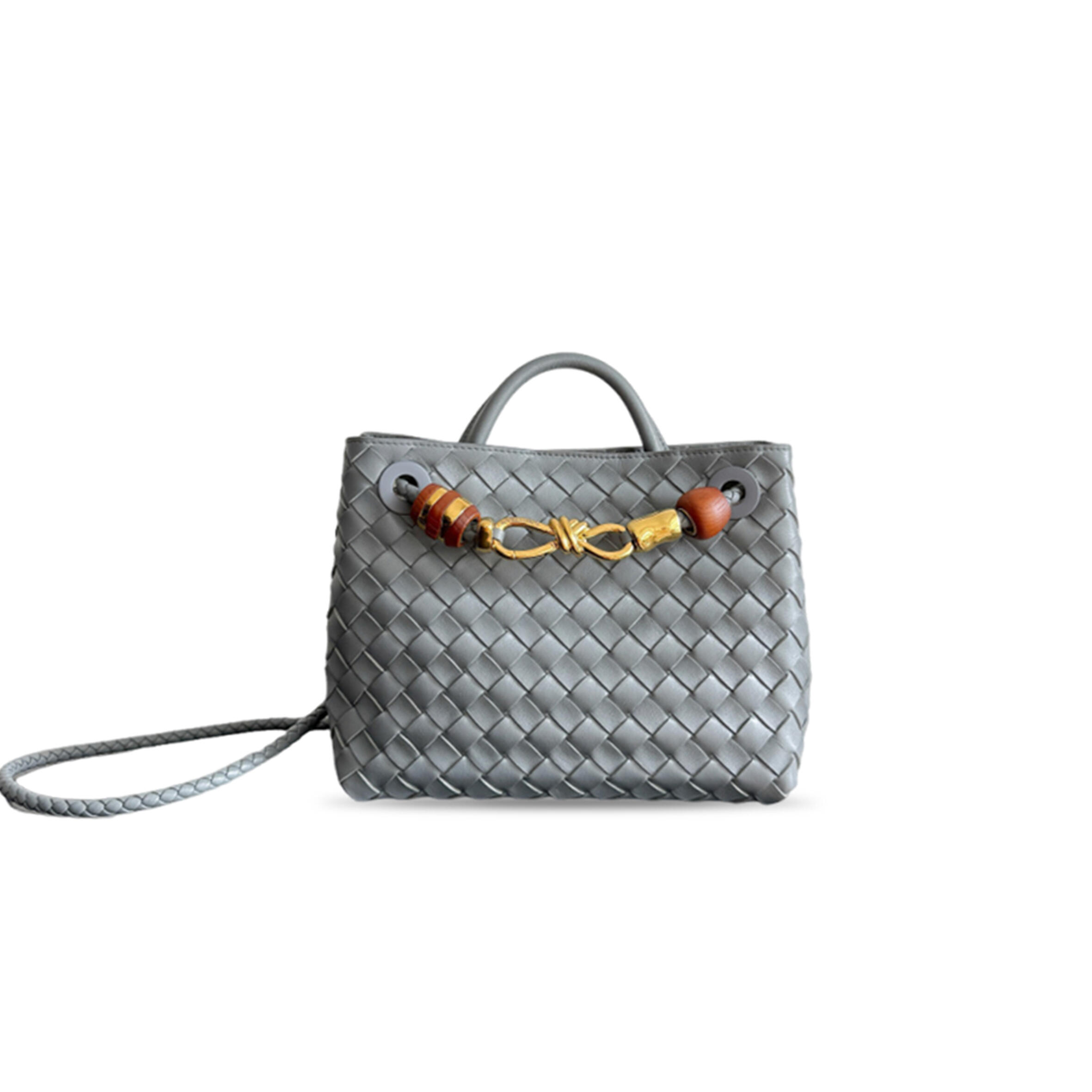 BOTTEGA VENETA SMALL ANDIAMO SLATE GRAY BAG 743568 (25*22*10.5cm)